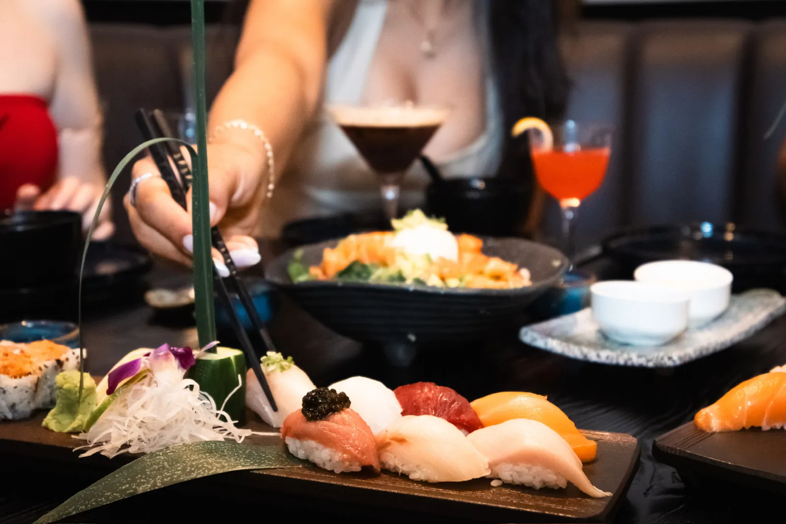 Nigiri selection with caviar-topped tuna
