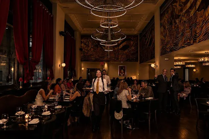A private dining room at Yamasaki set for an evening event